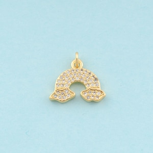 Gold CZ Rainbow Charms,Cloud Jewelry,Rainbow Pendant for DIY Jewelry Making,18K Gold