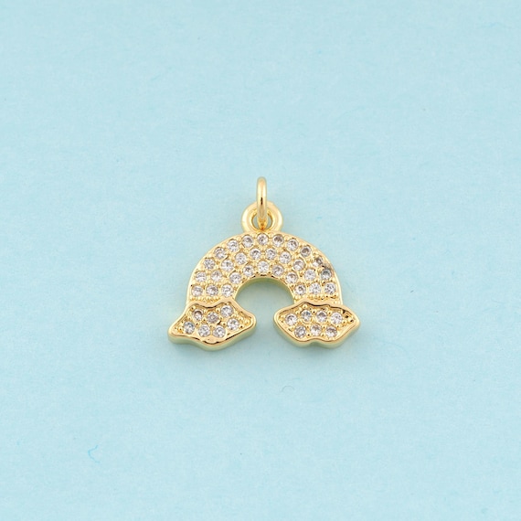 Gold CZ Rainbow Charms,Cloud Jewelry,Rainbow Pendant for DIY Jewelry Making,18K Gold