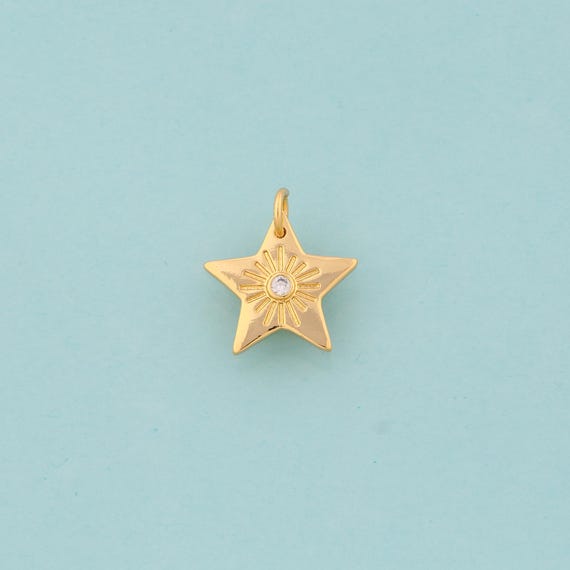 Gold CZ Star Charms,Star Jewelry,Star Pendant for DIY Jewelry Making,18K Gold