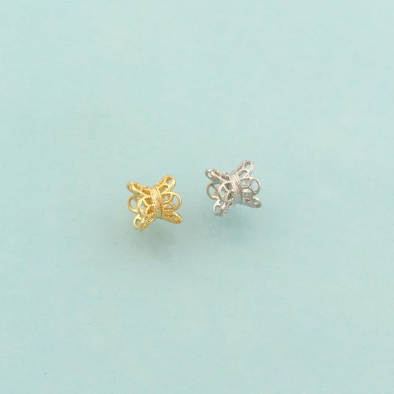 Gold Flower Spacer Beads,Tube Beads,Flower Beads for DIY Jewelry Making,18K Gold
