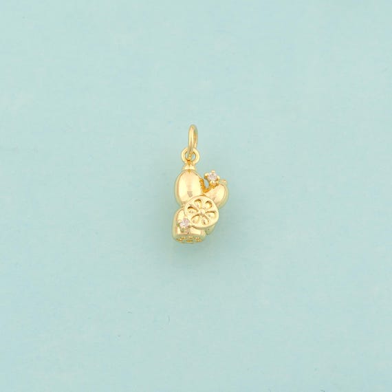 Gold CZ Lotus Root Charms,Lotus Root Jewelry,Lotus Root Pendant for DIY Jewelry Making,18K Gold
