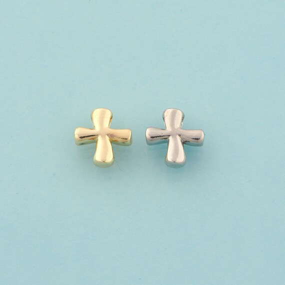 Cross Spacer Beads,Religious Beads,Christian Beads for DIY Jewelry Making,18K Gold & Rhodium