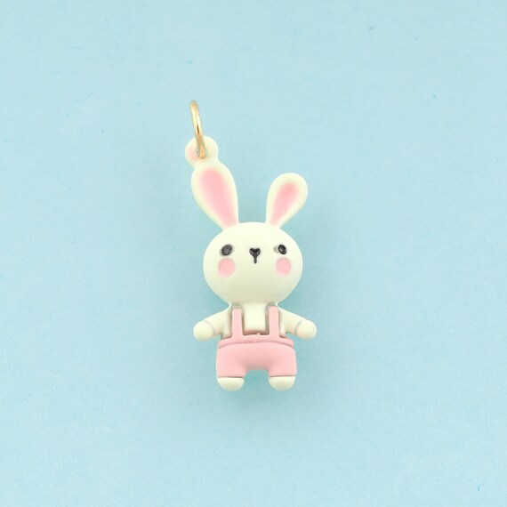 Gold Enamel Rabbit Charms,Animal Jewelry,Rabbit Pendant for DIY Jewelry Making,18K Gold