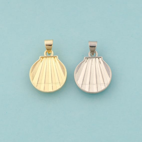 Gold Shell Charms,Oyster Jewelry,Round Pendant for DIY Jewelry Making,18K Gold