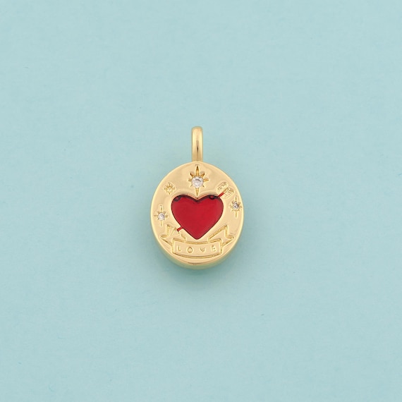 Gold CZ Heart Charms,Arrow Jewelry,Enamel Star Pendant for DIY Jewelry Making,18K Gold