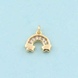 Gold CZ Rainbow Charms,Rainbow Jewelry,Rainbow Pendant for DIY Jewelry Making,18K Gold