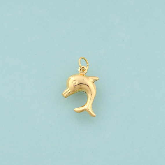 Gold Dolphin Charms,Marine Life Jewelry,Dolphin Pendant for DIY Jewelry Making,18K Gold