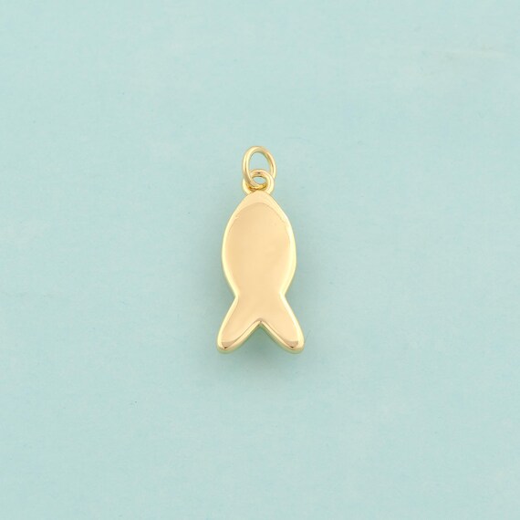 Gold Fish Charms,Marine Life Jewelry,Fish Pendant for DIY Jewelry Making,18K Gold