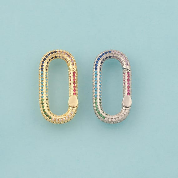 Gold Oval Clasp,Push Door Jewelry Clasp,Snap Clasp for DIY Jewelry Making,18K Gold