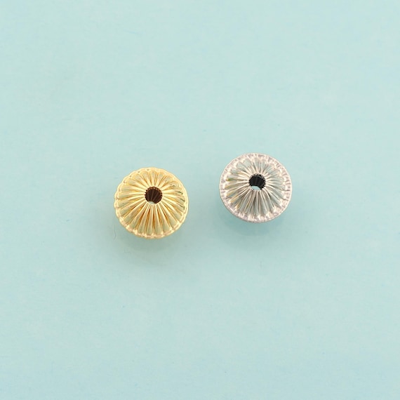 Gold Round Spacer Beads,Flat Beads,Round Flat Beads for DIY Jewelry Making,18K Gold