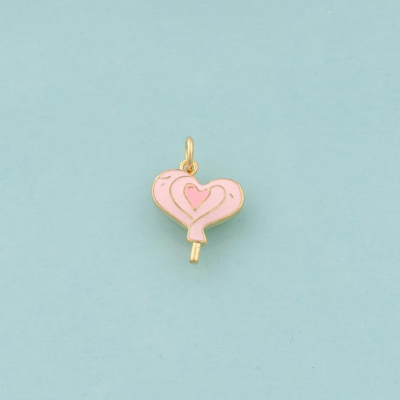 Gold Heart Charms,Love Jewelry,Enamel Heart Pendant for DIY Jewelry Making,18K Gold