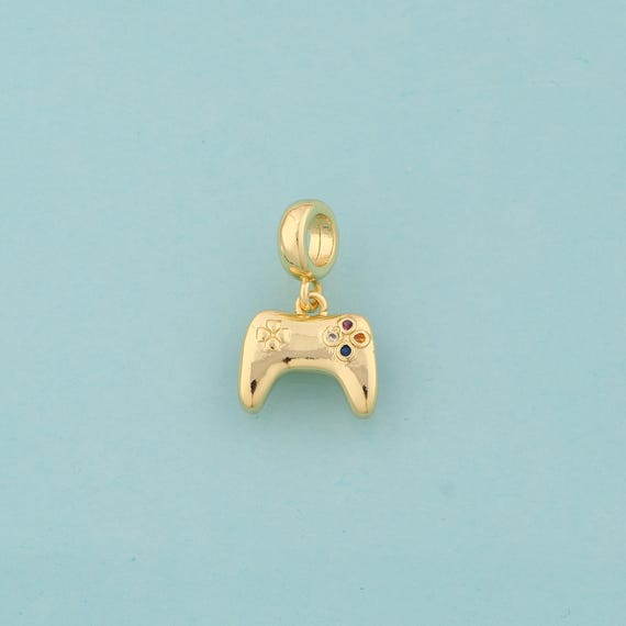 Gold CZ Gamepad Charms,Gamepad Jewelry,Gamepad Pendant for DIY Jewelry Making,18K Gold