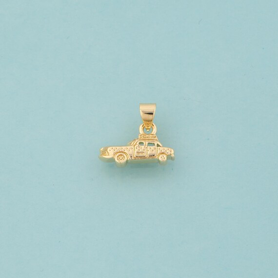 Gold Taxi Charms,Taxi Jewelry,Taxi Pendant for DIY Jewelry Making,18K Gold