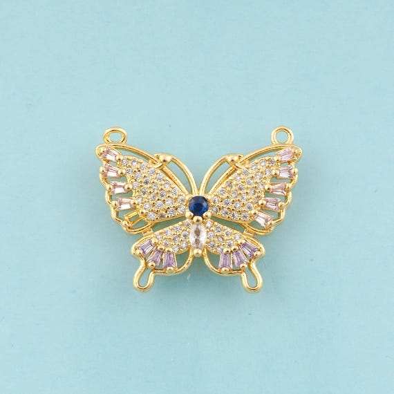 Gold CZ Butterfly Charms,Insect Jewelry,Butterfly Pendant for DIY Jewelry Making,18K Gold