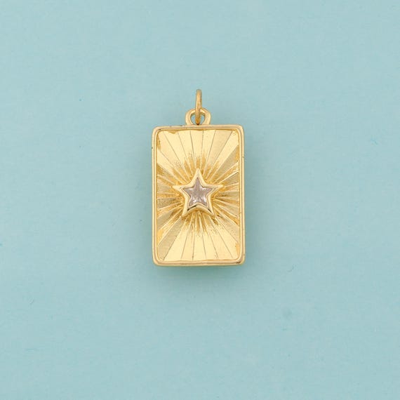 Gold CZ Star Charms,Square Jewelry,Star Pendant for DIY Jewelry Making,18K Gold