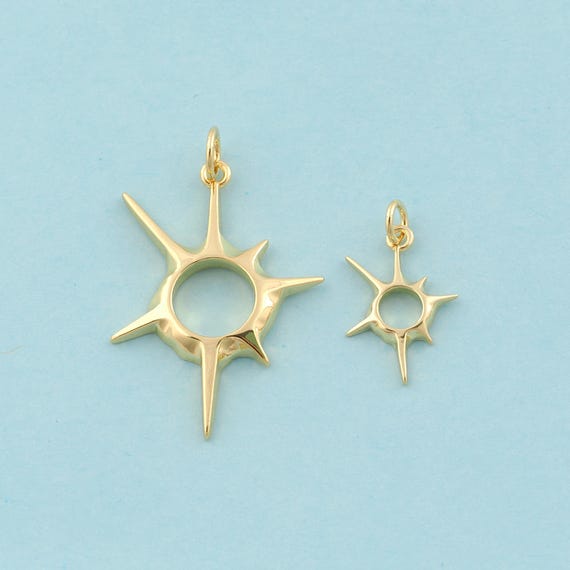 Gold Sun Charms,Minimalist Jewelry,Sun Pendant for DIY Jewelry Making,18K Gold