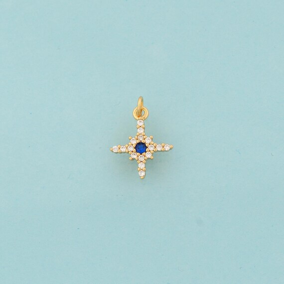 Gold Polaris Charms,Polaris Jewelry,CZ Polaris Pendant for DIY Jewelry Making,18K Gold