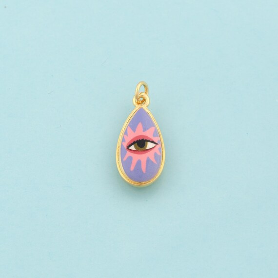 Gold Water Drop Charms,Evil Eye Jewelry,Enamel Devil Eye Pendant for DIY Jewelry Making,18K Gold