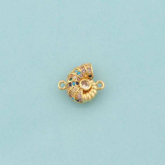 Gold CZ Snail Shell Connector,Snail Shell Jewelry Connector,Snail Shell Connector for DIY Jewelry Making,18K Gold