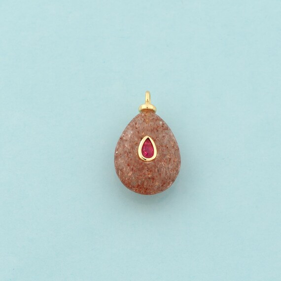 Gold Energy Stone Charms,Natural Stone Jewelry,Stone Pendant for DIY Jewelry Making,18K Gold