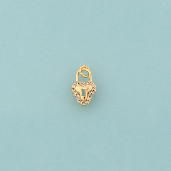 Gold CZ Mini Lock Charms,Lock Jewelry,Lock Pendant for DIY Jewelry Making,18K Gold