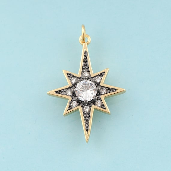 Gold CZ Polaris Charms,Polaris Jewelry,Polaris Pendant for DIY Jewelry Making,18K Gold
