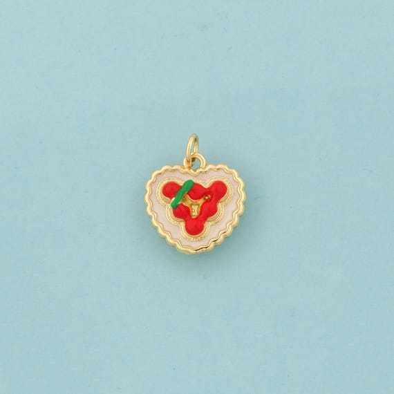 Gold Enamel Heart Charms,Heart Jewelry,Heart Pendant for DIY Jewelry Making,18K Gold