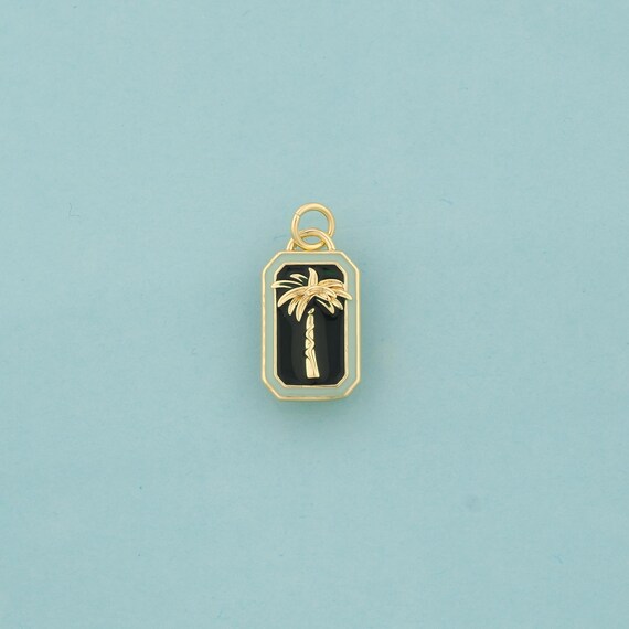 Gold Enamel Coconut Tree Charms,Coconut Tree Jewelry,Coconut Tree Pendant for DIY Jewelry Making,18K Gold