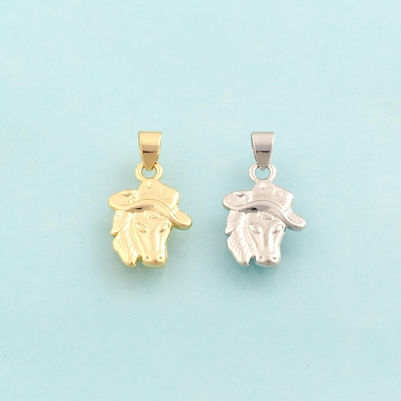 Gold Horse Charms,Animal Jewelry,Cowboy Horse Pendant for DIY Jewelry Making,18K Gold
