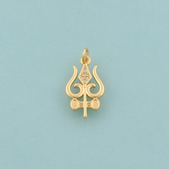 Gold CZ Weapon Charms,Trident Jewelry,Weapon Pendant for DIY Jewelry Making,18K Gold