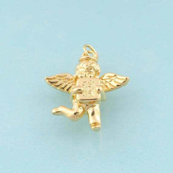 Gold Angel Charms,Angel Jewelry,Angel Pendant for DIY Jewelry Making,18K Gold