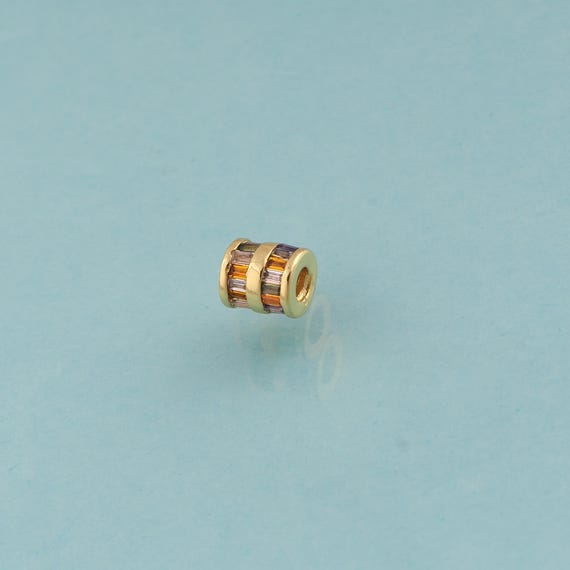 CZ Round Tube Spacer Beads,Round Beads,Tube Beads for DIY Jewelry Making,18K Gold