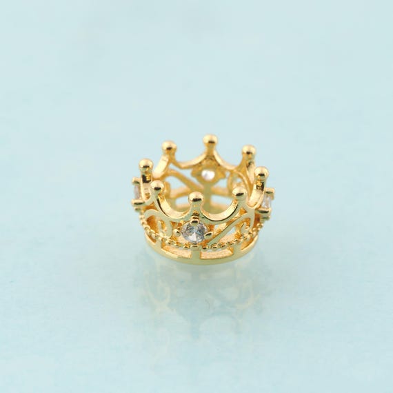 CZ Crown Spacer Beads,Crown Beads,Crown Beads for DIY Jewelry Making,18K Gold