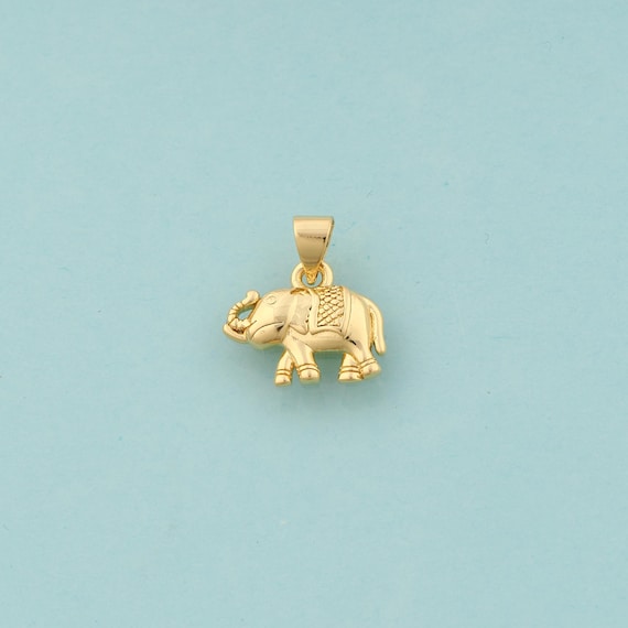 Gold Elephant Charms,Animal Jewelry,Elephant Pendant for DIY Jewelry Making,18K Gold