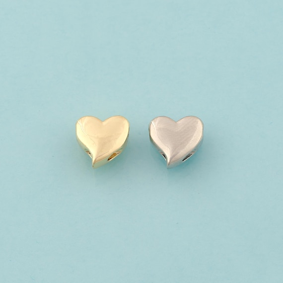 Heart Spacer Beads,Love Beads,Heart Beads for DIY Jewelry Making,18K Gold & Rhodium