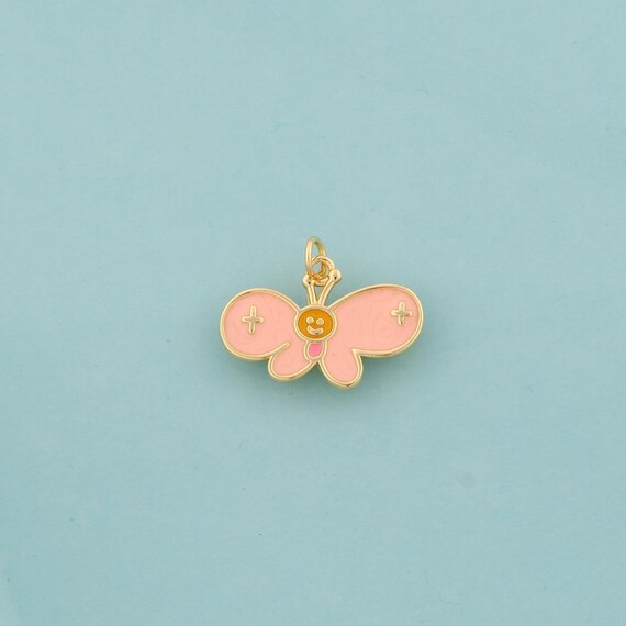 Gold Enamel Butterfly Charms,Butterfly Jewelry,Butterfly Pendant for DIY Jewelry Making,18K Gold