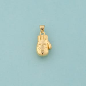 Gold Glove Charms,Heart Jewelry,Glove Pendant for DIY Jewelry Making,18K Gold