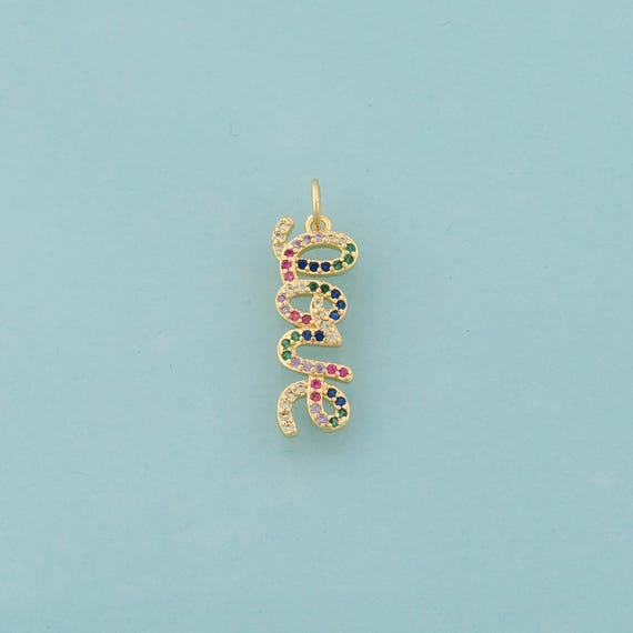 Gold CZ Letter Charms,Love Jewelry,Letter Pendant for DIY Jewelry Making,18K Gold