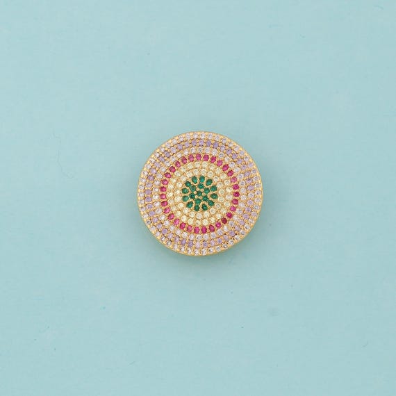 Gold CZ Round Charms,Round Jewelry,Round Pendant for DIY Jewelry Making,18K Gold