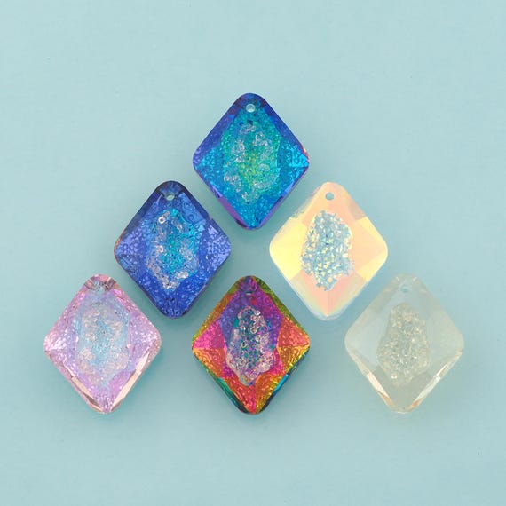 Rhombus Crystal Pendant,Crystal AB Charms,Austrian Crystal,Made in Austria for DIY Jewelry Making