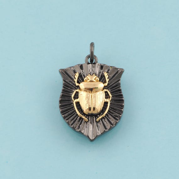 Gold Insect Charms,Shield Jewelry,Insect Pendant for DIY Jewelry Making,18K Gold
