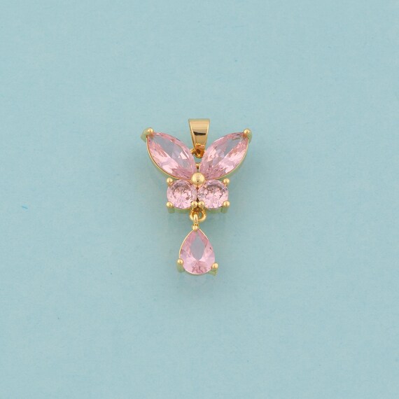 Gold CZ Butterfly Charms,Insect Jewelry,Butterfly Pendant for DIY Jewelry Making,18K Gold