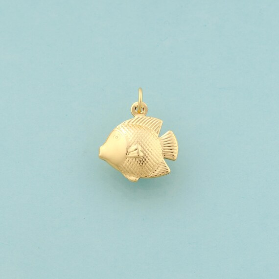 Gold Fish Charms,Marine Life Jewelry,Fish Pendant for DIY Jewelry Making,18K Gold