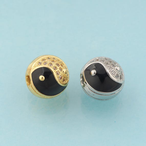 CZ Bagua Spacer Beads,Round Beads,Bagua Beads for DIY Jewelry Making,18K Gold & Rhodium