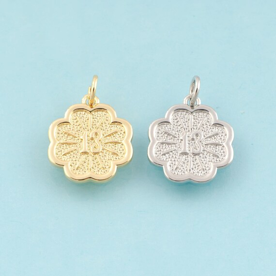 Gold 13 Charms,Plant Jewelry,Flower Pendant for DIY Jewelry Making,18K Gold & Rhodium