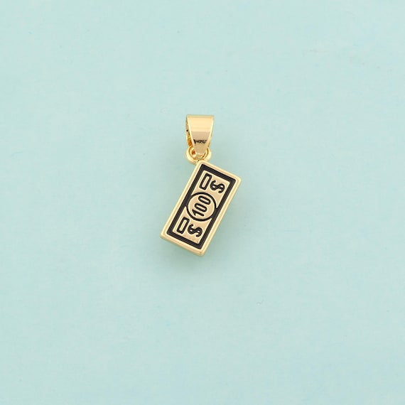 Gold Dollar Charms,Money Jewelry,Enamel Dollar Pendant for DIY Jewelry Making,18K Gold