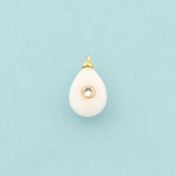 Gold Energy Stone Charms,Natural Stone Jewelry,White Jade Pendant for DIY Jewelry Making,18K Gold