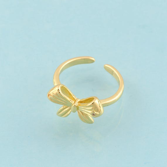 Gold Open Rings,Bow Jewelry Rings,Thick Rings Perfect Gift,18K Gold