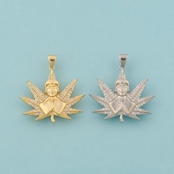 Gold CZ Maple Leaf Charms,Character Jewelry,Leaf Pendant for DIY Jewelry Making,18K Gold
