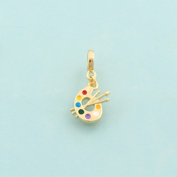 Gold Enamel Palette Charms,Palette Jewelry,Palette Pendant for DIY Jewelry Making,18K Gold